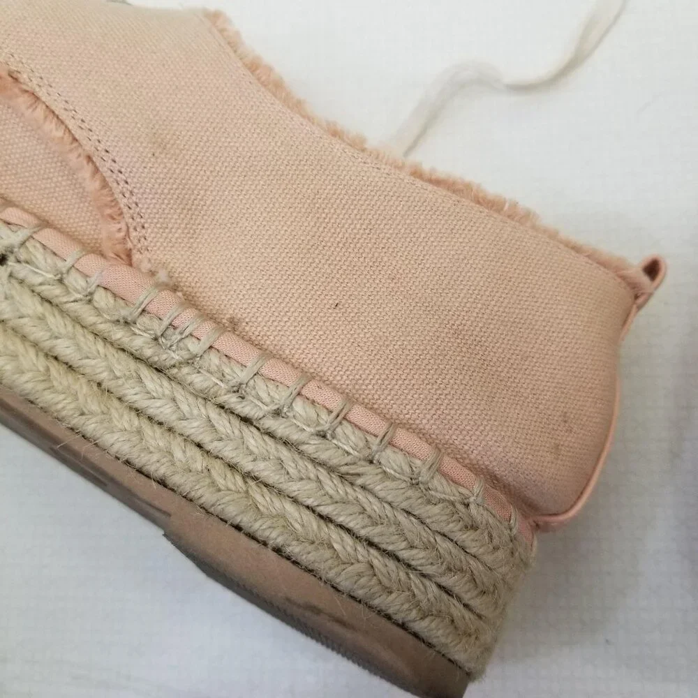 Dolce Vita 9.5 Peach Canvas‎ Espadrille Sneakers Shoes Lace Up Platform Wedge